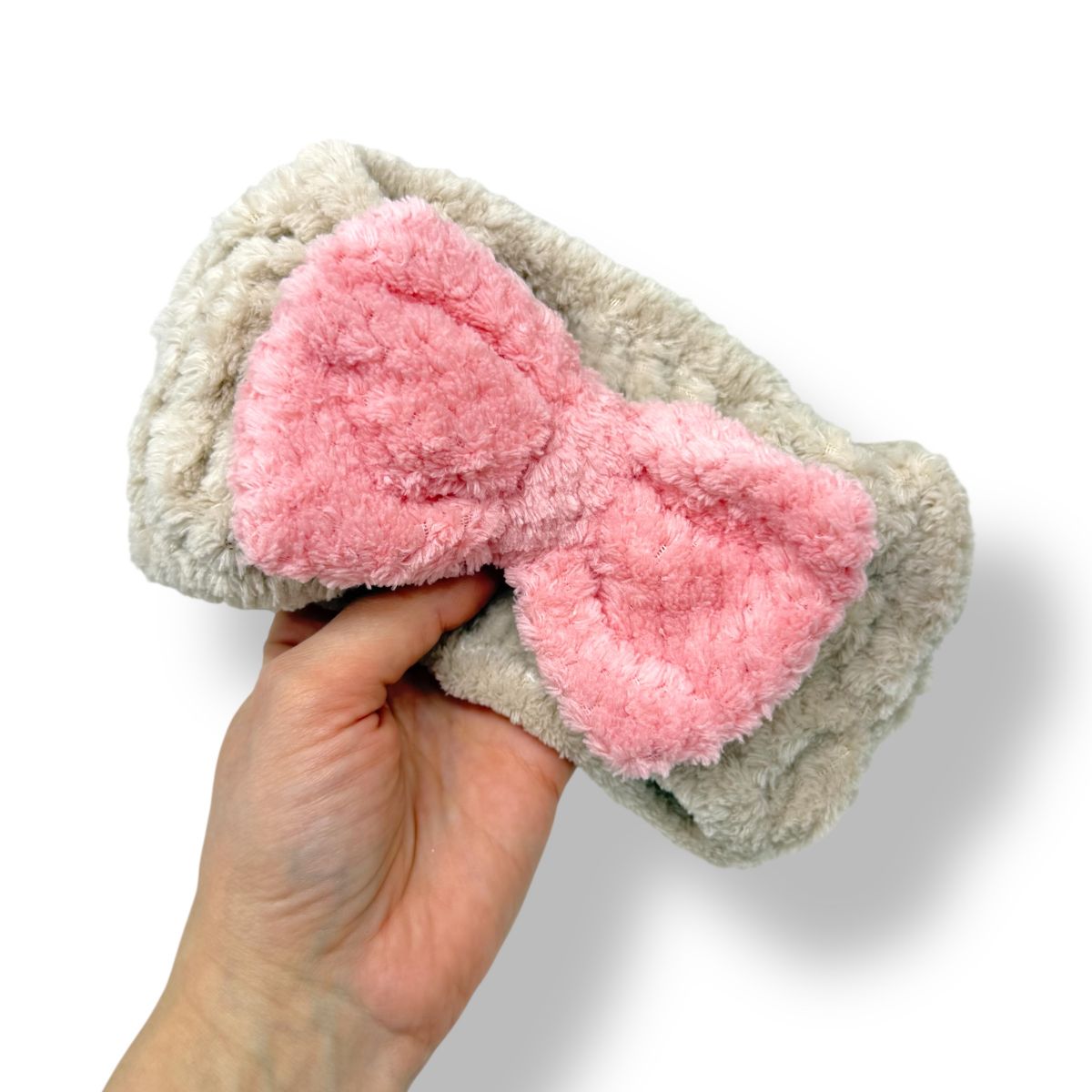 Повʼязка на голову з бантиком (бежева)  фото 2