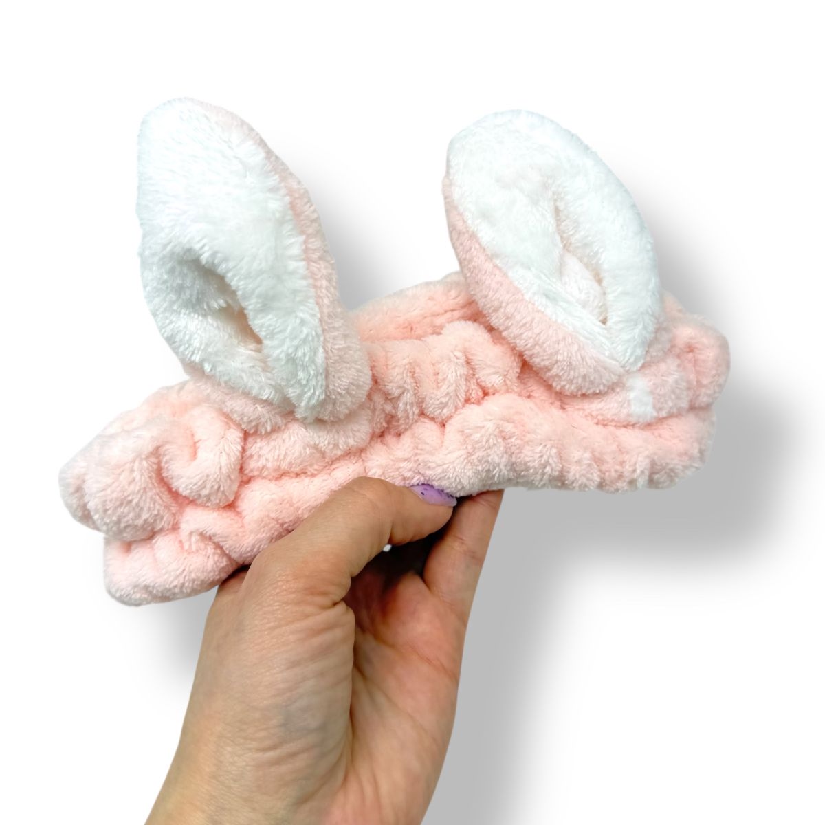 Плюшева повʼязка "Зайка" (блідо-рожевий)  фото 2