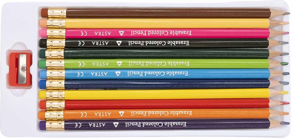 Олівці кольорові тригранні з гумкою + чинка - 12 кольорів  фото 2