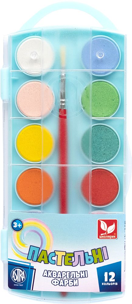 Фарби акварельні пастельні кольори 12 кольорів  фото 2