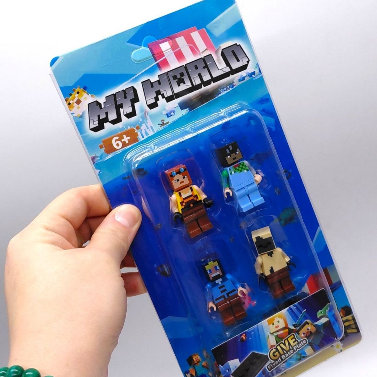 Набор героев "Майнкрафт/Minecraft" 4 фигурки, оружие, подвижные ручки и ножки, на листе  фото 2