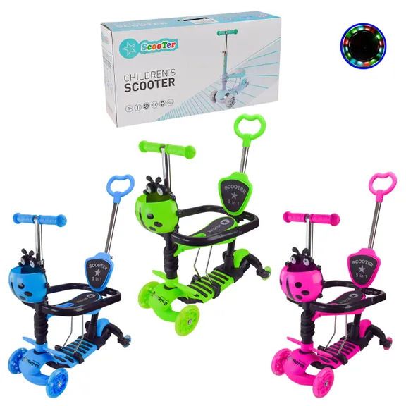 Самокат дитячий 3-х коліс 3в1, колеса PU світло (ЗЕЛЕНИЙ)  фото 2