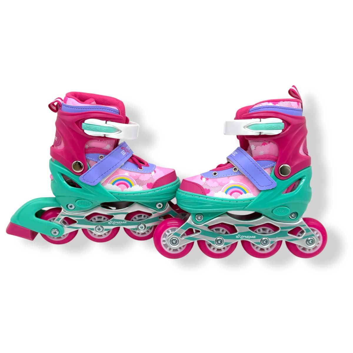 Ролики S (30-33) метал. рама, колеса PU 1 світло (РОЖЕВІ)  фото 2