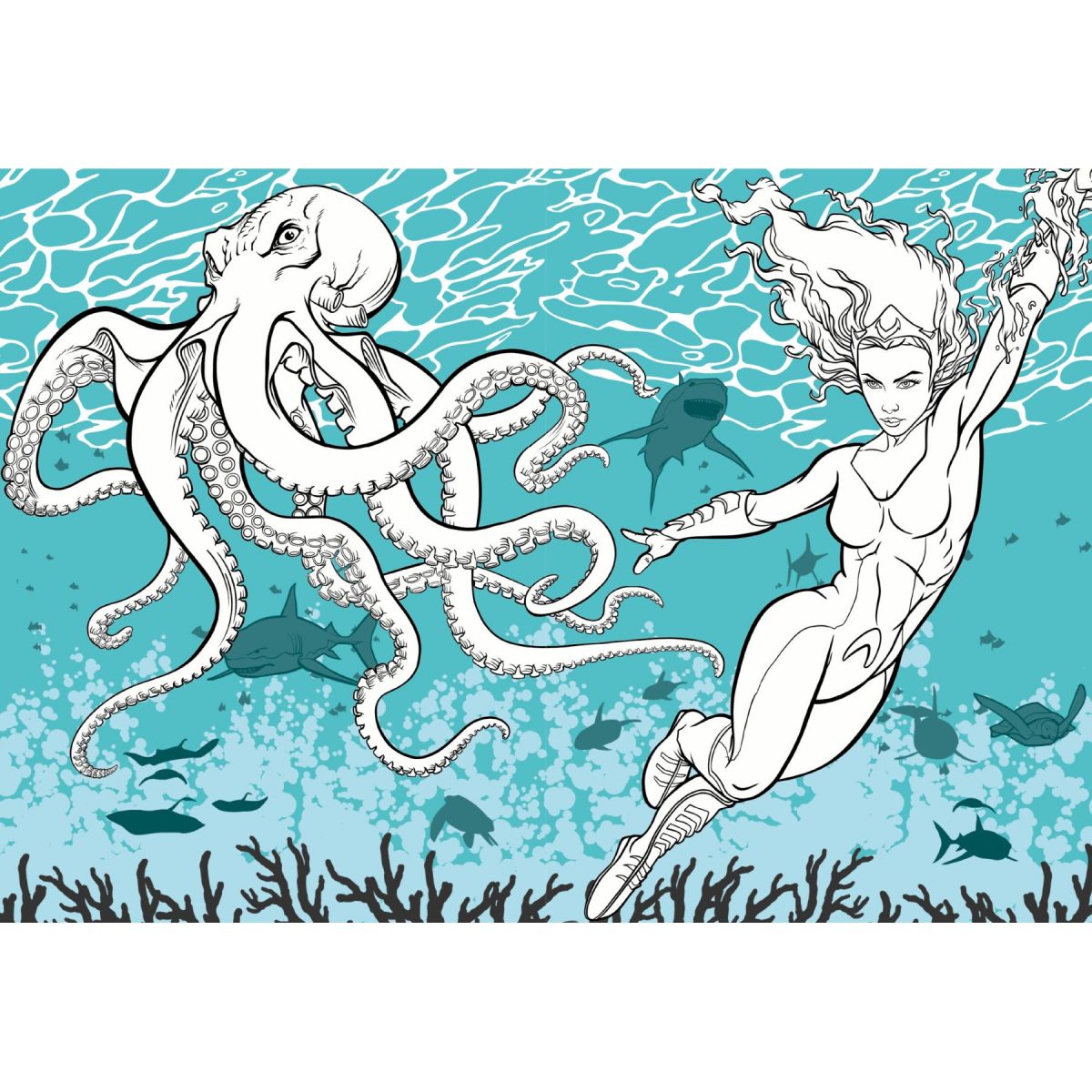 Розмальовка WB "Аквамен" зі стікерами  фото 2