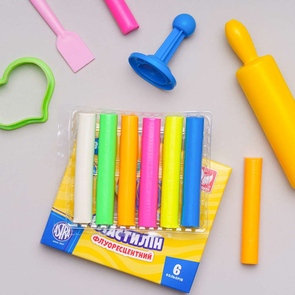 Пластилін флуоресцентний 6 кольорів  фото 2