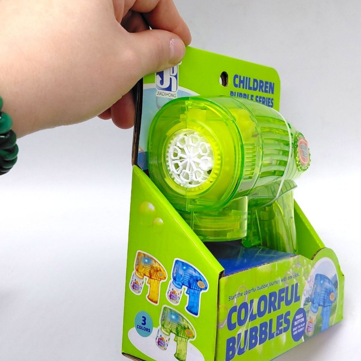 Пістолет з мильними бульбашками (автоматичний, підсвічування, пляшечка з мильним розчином) ЗЕЛЕНИЙ  фото 2