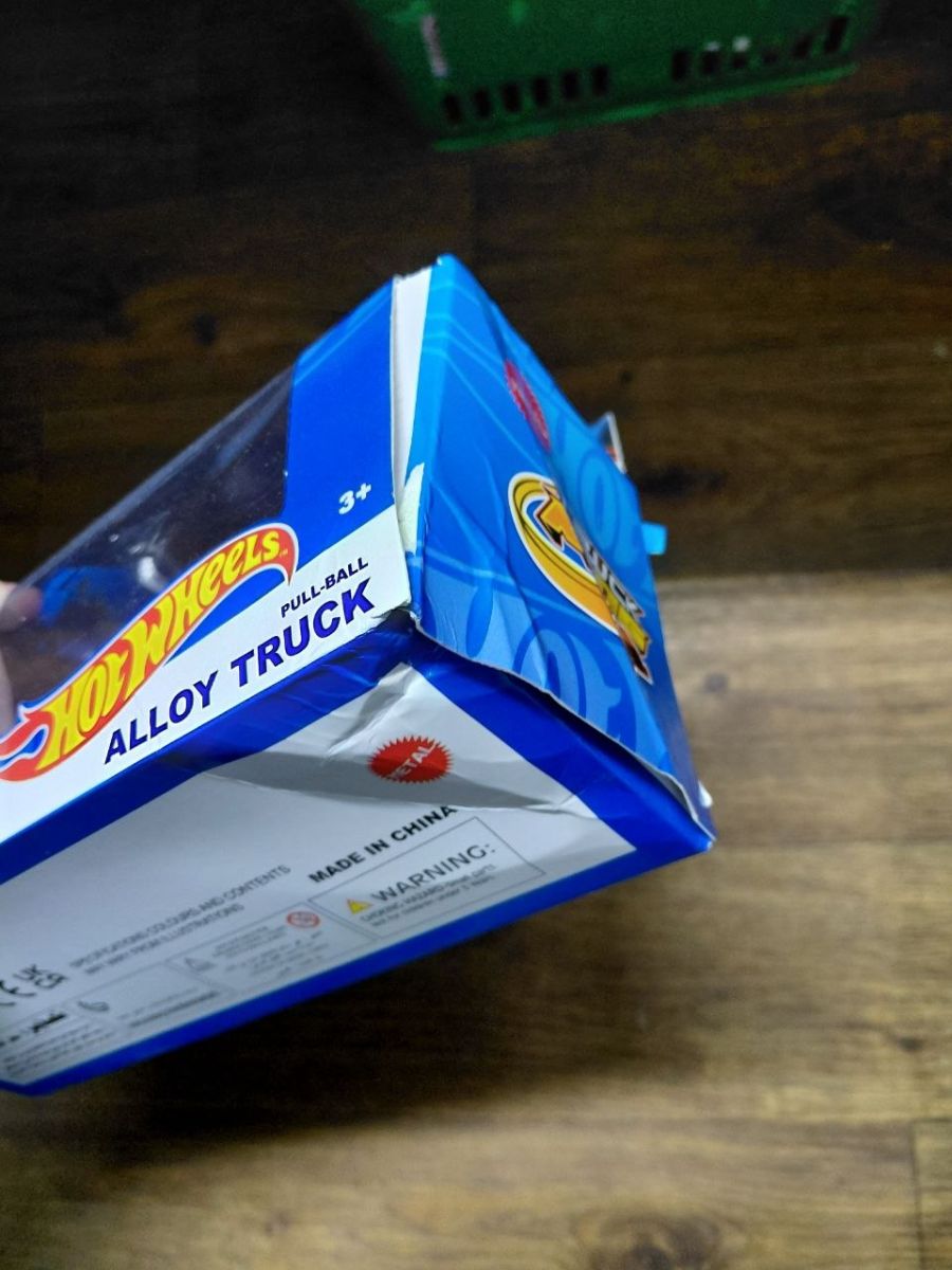 Уценка.  Металевий тягач з машинкою на причепі (СИНІЙ) - ПОМʼЯТА КОРОБКА  фото 2