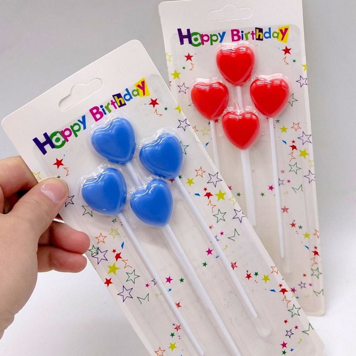 Набір свічок для торта Сердечки 4шт (ЧЕРВОНІ)  фото 2