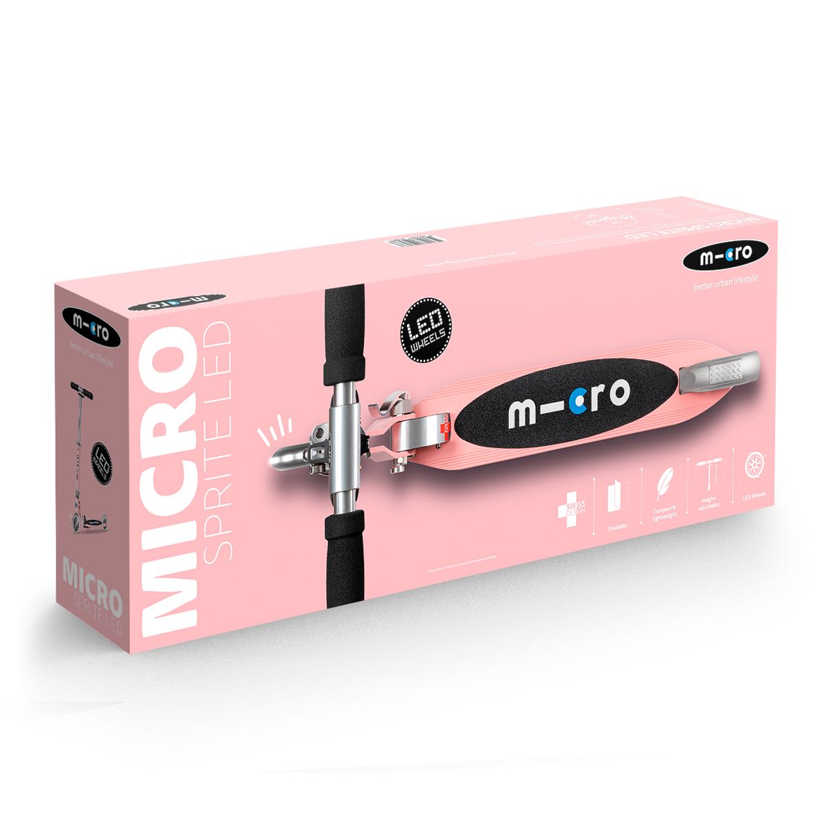 Самокат Micro серии Sprite LED - Неоновая роза  фото 2