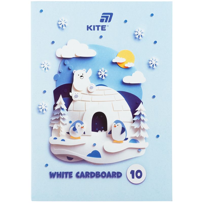 Картон білий односторонній  А4 (10арк), папка, Kite  фото 2