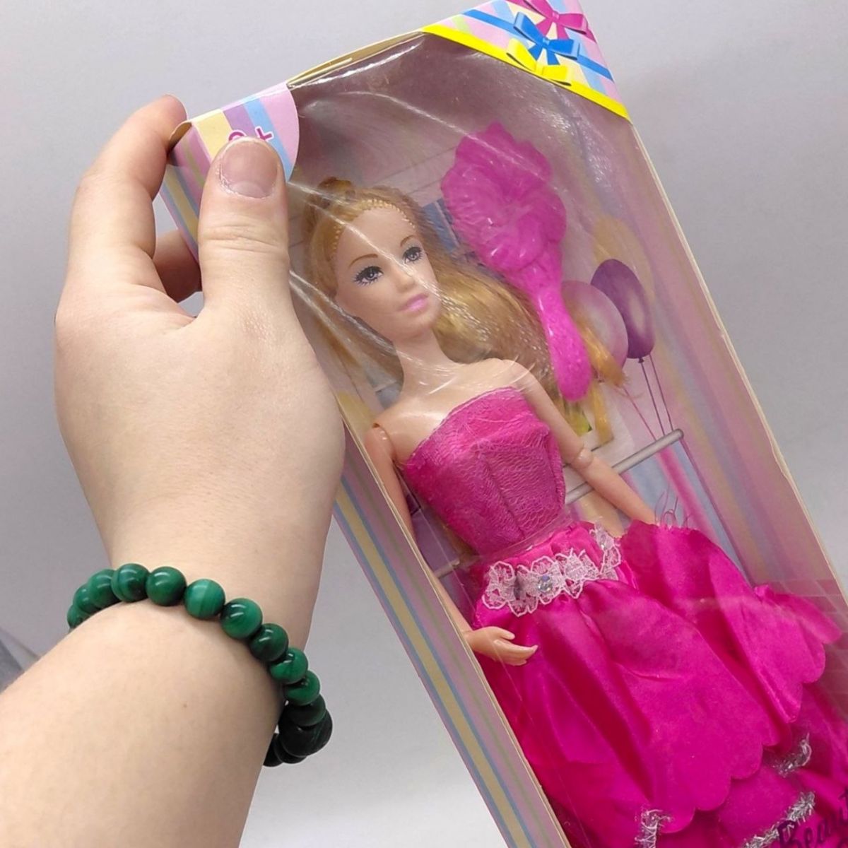 Лялька сукні з бантом святкова (РОЖЕВА)  фото 2