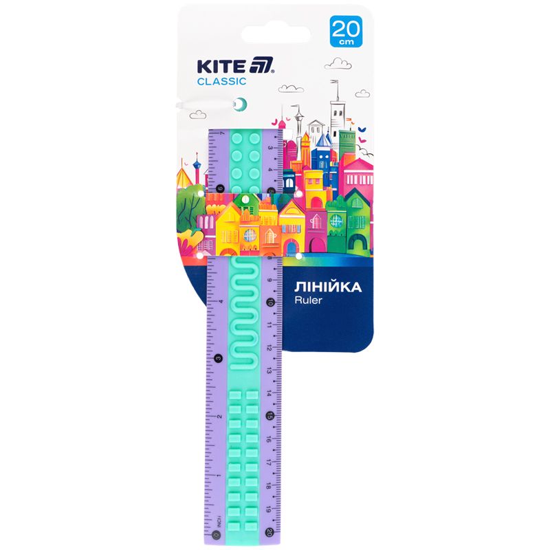Лінійка пластикова 20см Kite Classic, фіолетово-зелена  фото 2