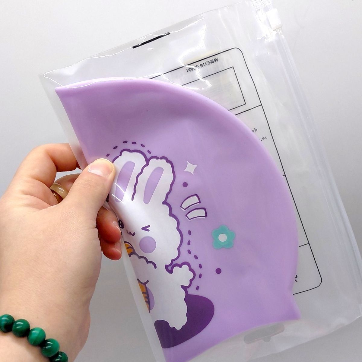 Шапочка для плавання силіконова, у пакеті "ОВЕЧКА" (РОЖЕВА)  фото 2