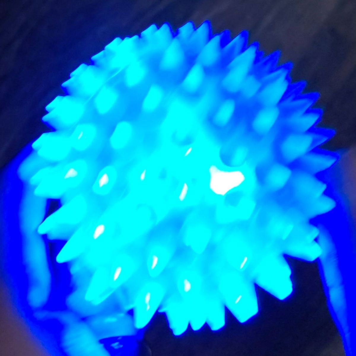 Мʼяч-їжачок гумовий зі світлом (СИНІЙ)  фото 2