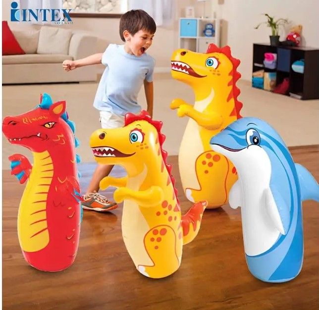 Надувная игрушка-неваляшка "Динозавр", (Желтая)  фото 2