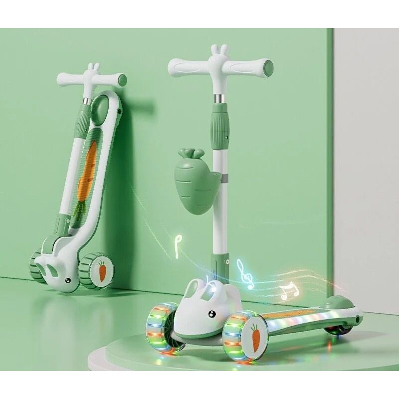 Самокат трехколесный "Skyper" (колеса PU 125х40мм со светом, озвучивание и подсветка платформы, руль складной, корзина)  фото 2