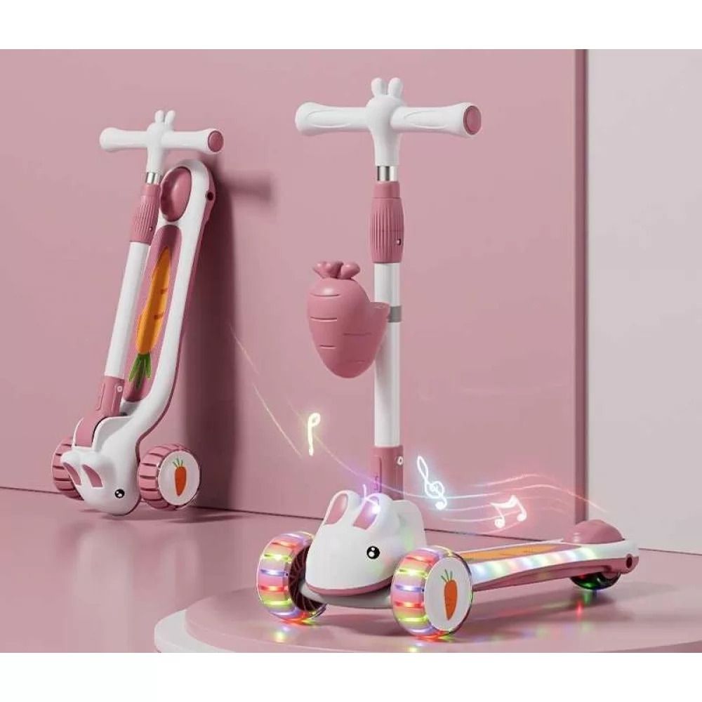 Самокат трехколесный "Skyper" (колеса PU 125х40мм со светом, озвучивание и подсветка платформы, руль складной, корзина)  фото 2