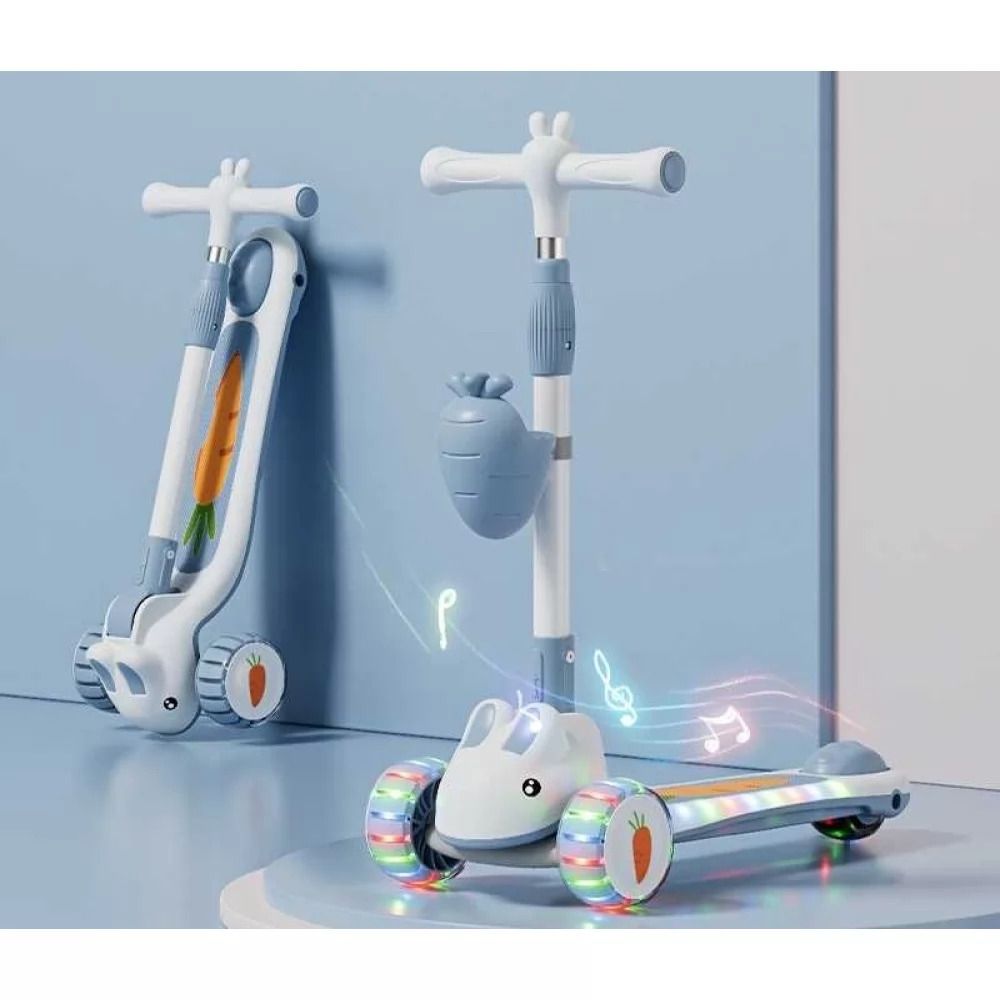 Самокат трехколесный "Skyper" (колеса PU 125х40мм со светом, озвучивание и подсветка платформы, руль складной, корзина)  фото 2