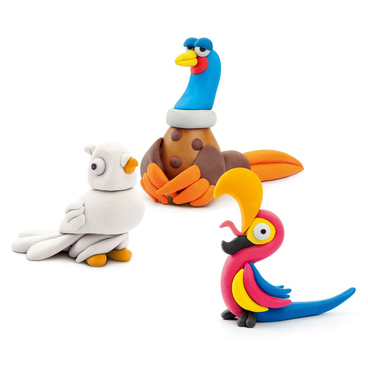 Набір пластиліну, що самостійно твердіє, ЛІПАКА – ПТАХИ: ПАПУГА АРА, ФАЗАН, ГОЛУБ  фото 2