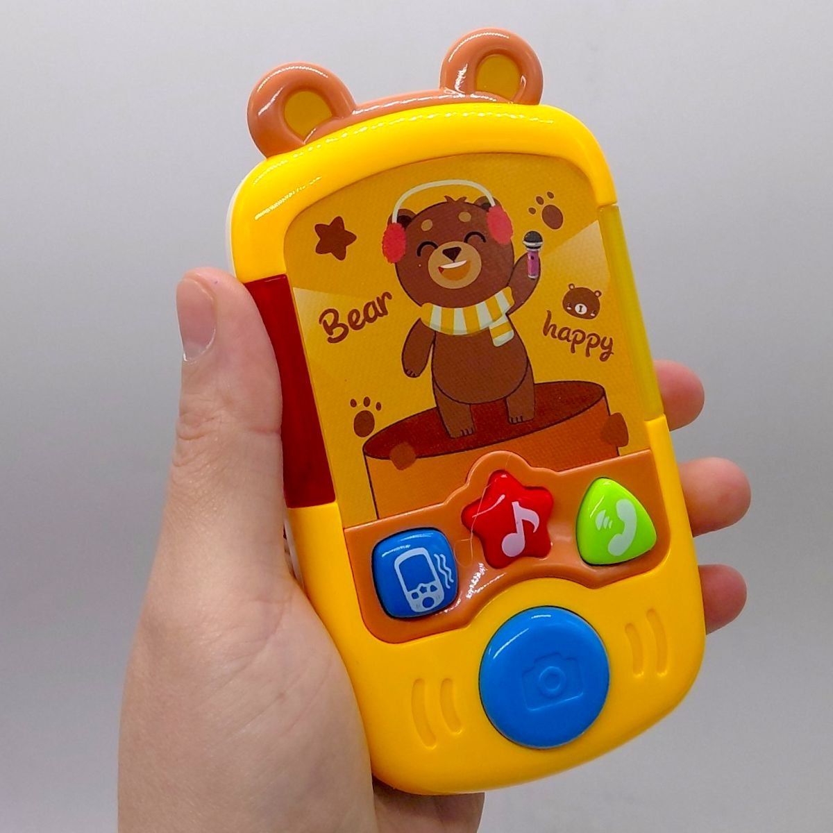 Телефон "Грайфончик", укр, звук, підсвічування, казки, пісні, висувне дзеркальце, в коробці (ЖОВТИЙ)  фото 2