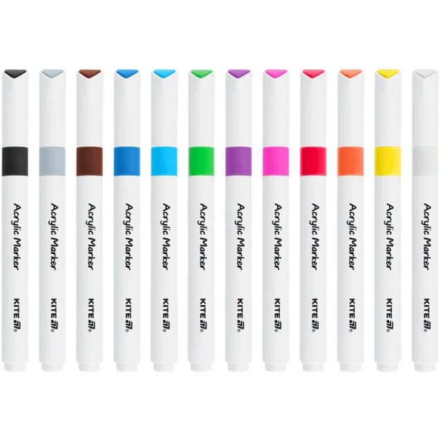 Маркери акрилові "Jumbo Kite Creative" 12 кольорів  фото 2