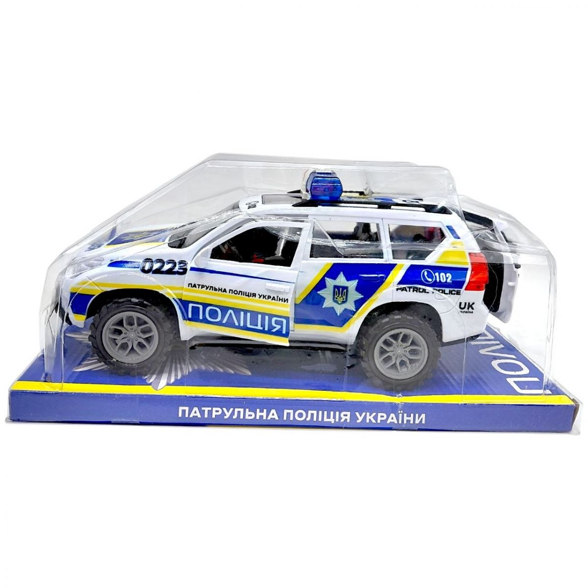Джип "Поліція України" (інерційний механізм, відчиняються двері та багажник, в слюді)  фото 2