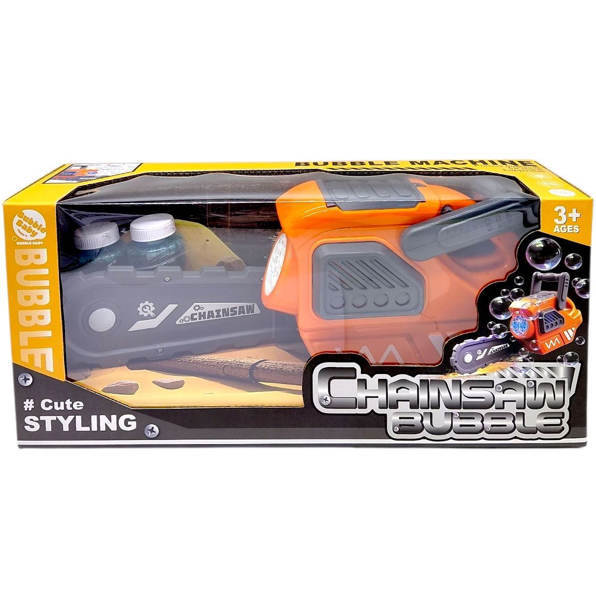 Бензопила з мильними бульбашками на батарейках, зі світлом, в коробці р. 36,5x11x17. 5 см  фото 2