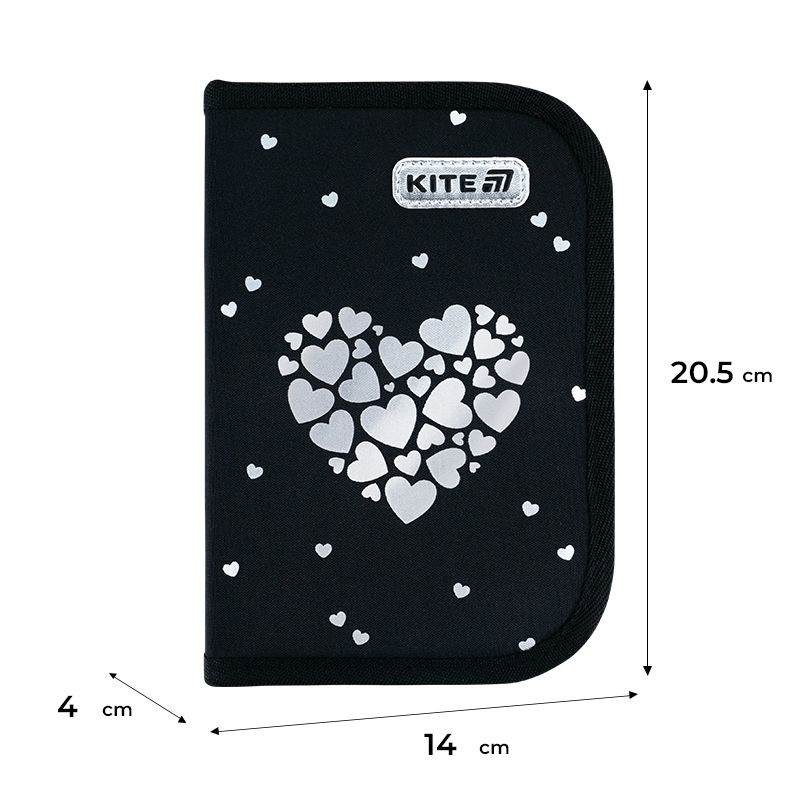 Пенал Kite 1 отд. , 2 отв. , без наполнения 622 Black&Silver  фото 2