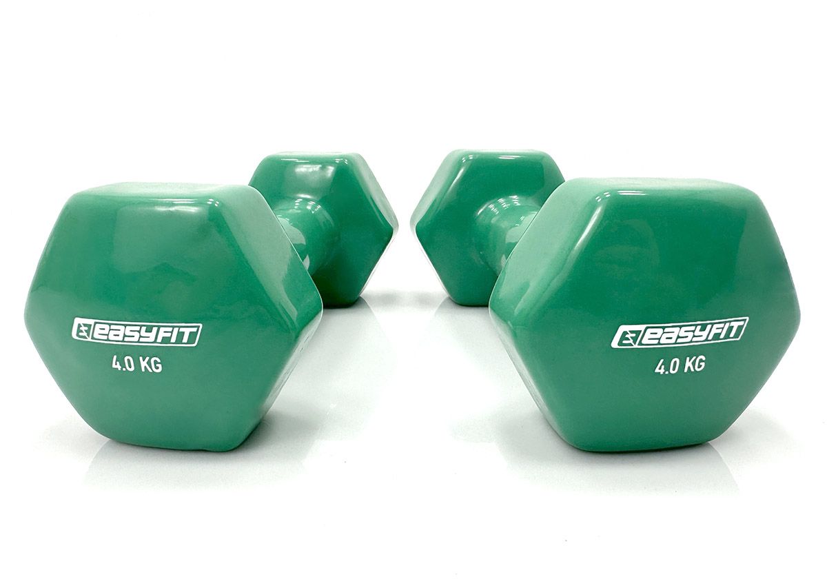 Гантель для фітнесу 4. 0 кг EasyFit із вініловим покриттям зелена  фото 2