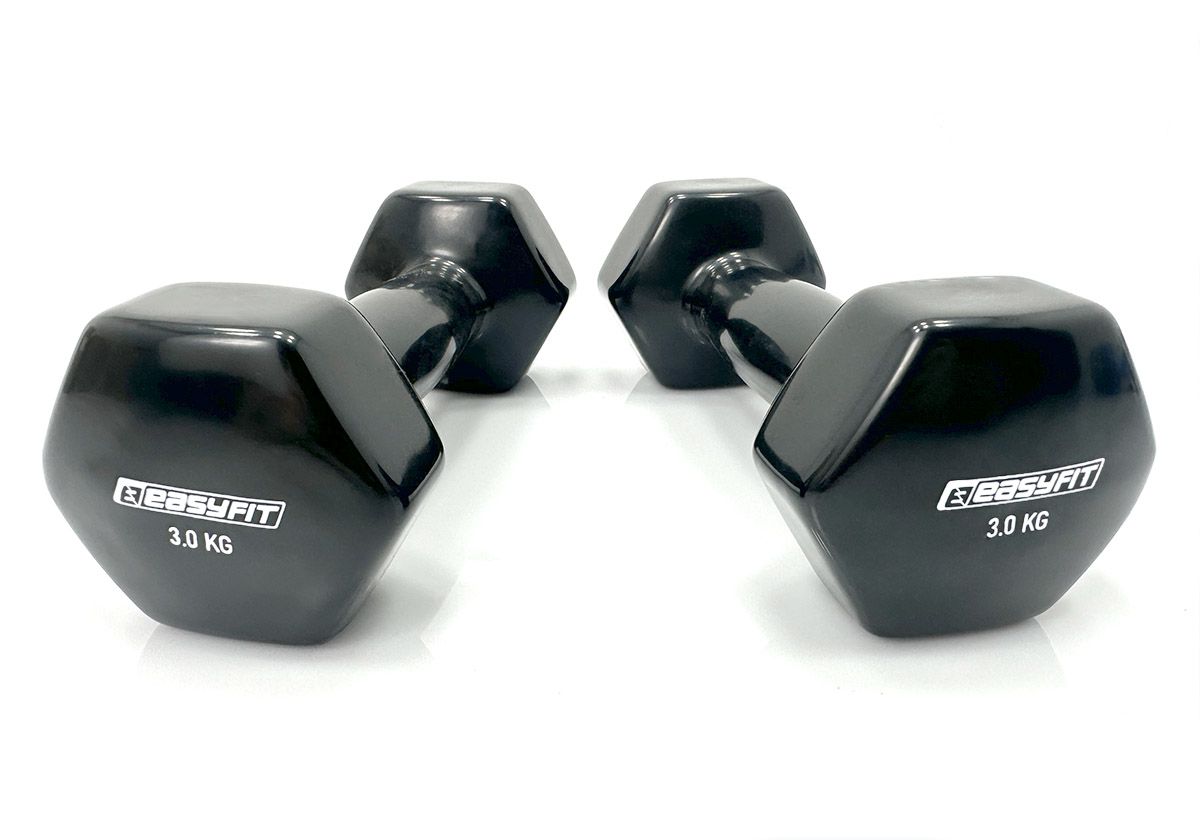 Гантель для фитнеса 3. 0 кг EasyFit с виниловым покрытием черная  фото 2