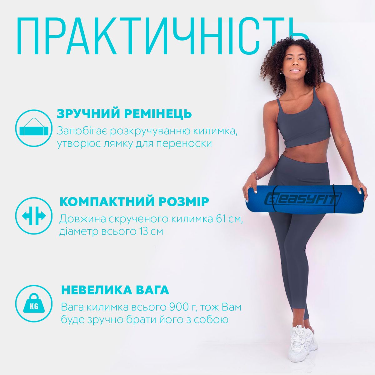 Коврик для йоги и фитнеса EasyFit TPE+TC 6 мм двухслойный синий-желтый  фото 2