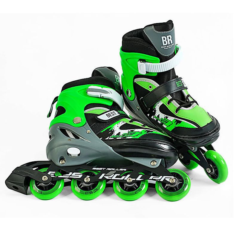 Ролики "Best Roller" розмір 34-37/ колір – ЗЕЛЕНИЙ, колеса PU, ПЕРЕДНЄ КОЛЕСО СВІТЛО, устілка 21. 5-24 см, d колес – 7 см, в сумці  фото 2