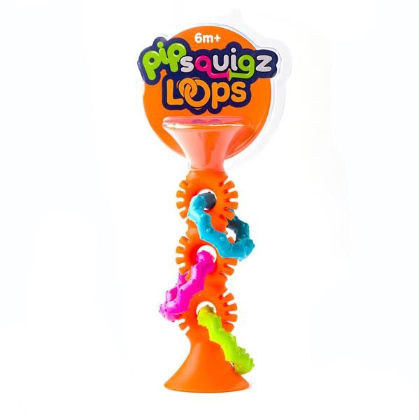 Прорезыватель-погремушка на присосках Fat Brain Toys pipSquigz Loops, оранжевый  фото 2