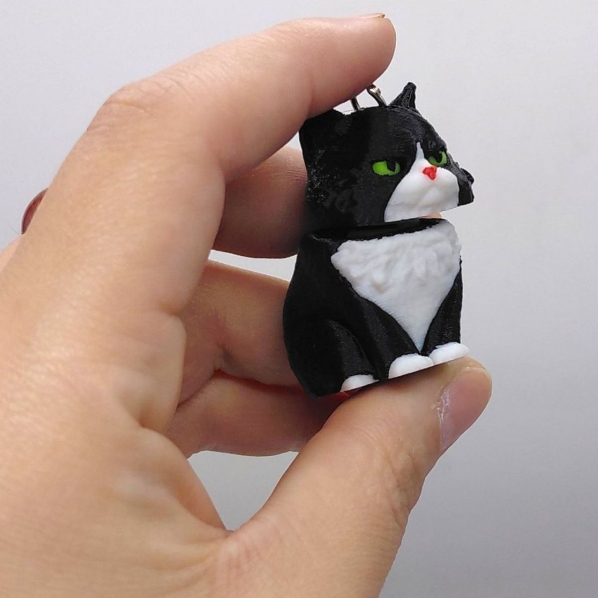 Брелок 3d друк "КОТИК З ПРУЖИНОЮ" (ЧОРНИЙ), KEYCHAIN  фото 2