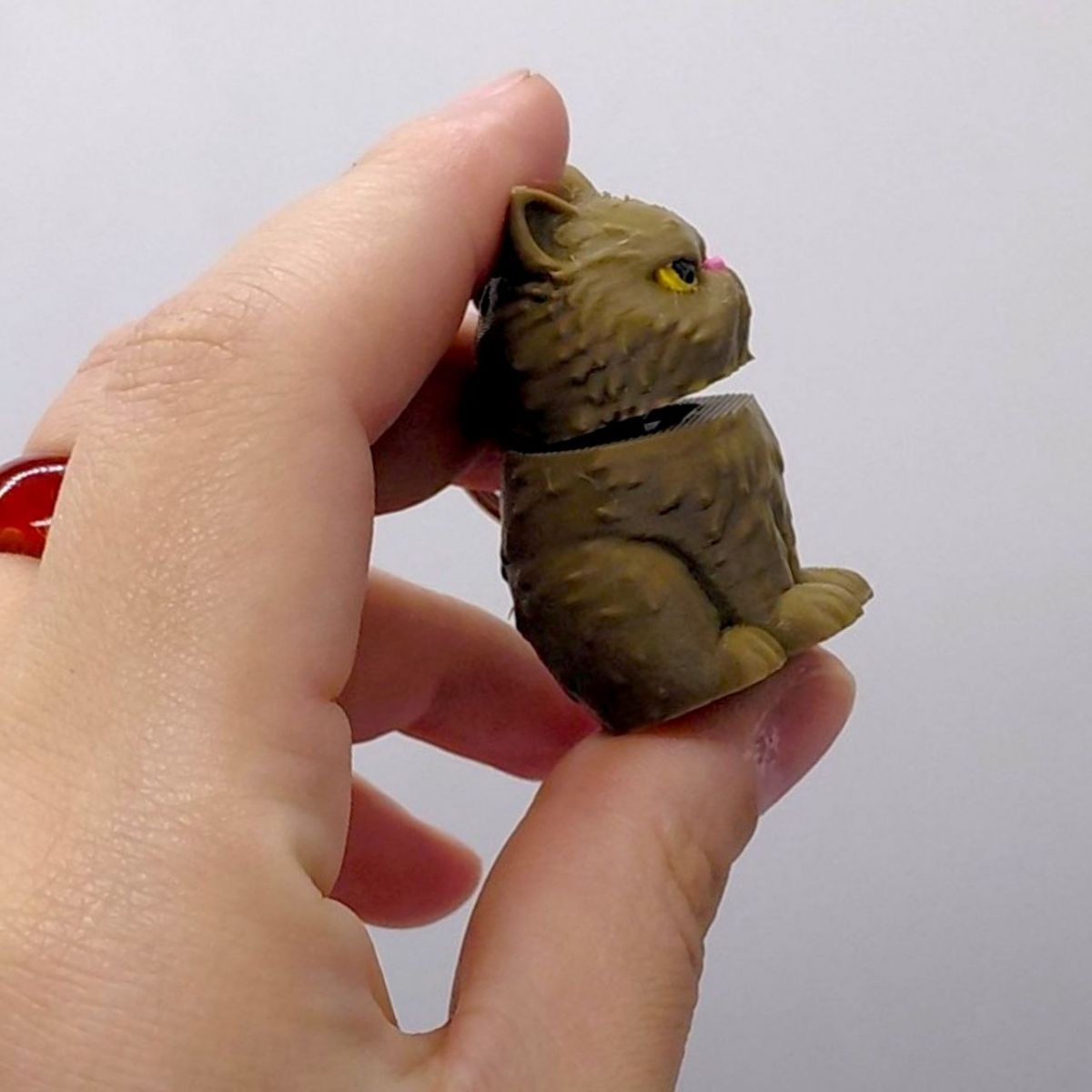 Брелок 3d друк "КОТИК З ПРУЖИНОЮ" (КОРИЧНЕВИЙ), KEYCHAIN  фото 2