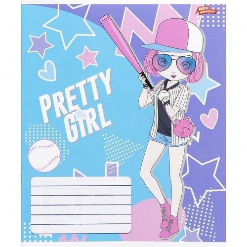 Тетрадь ЦВЕТНАЯ на 12 листов Клетка "PRETTY GIRL" (20 ШТ)  фото 2