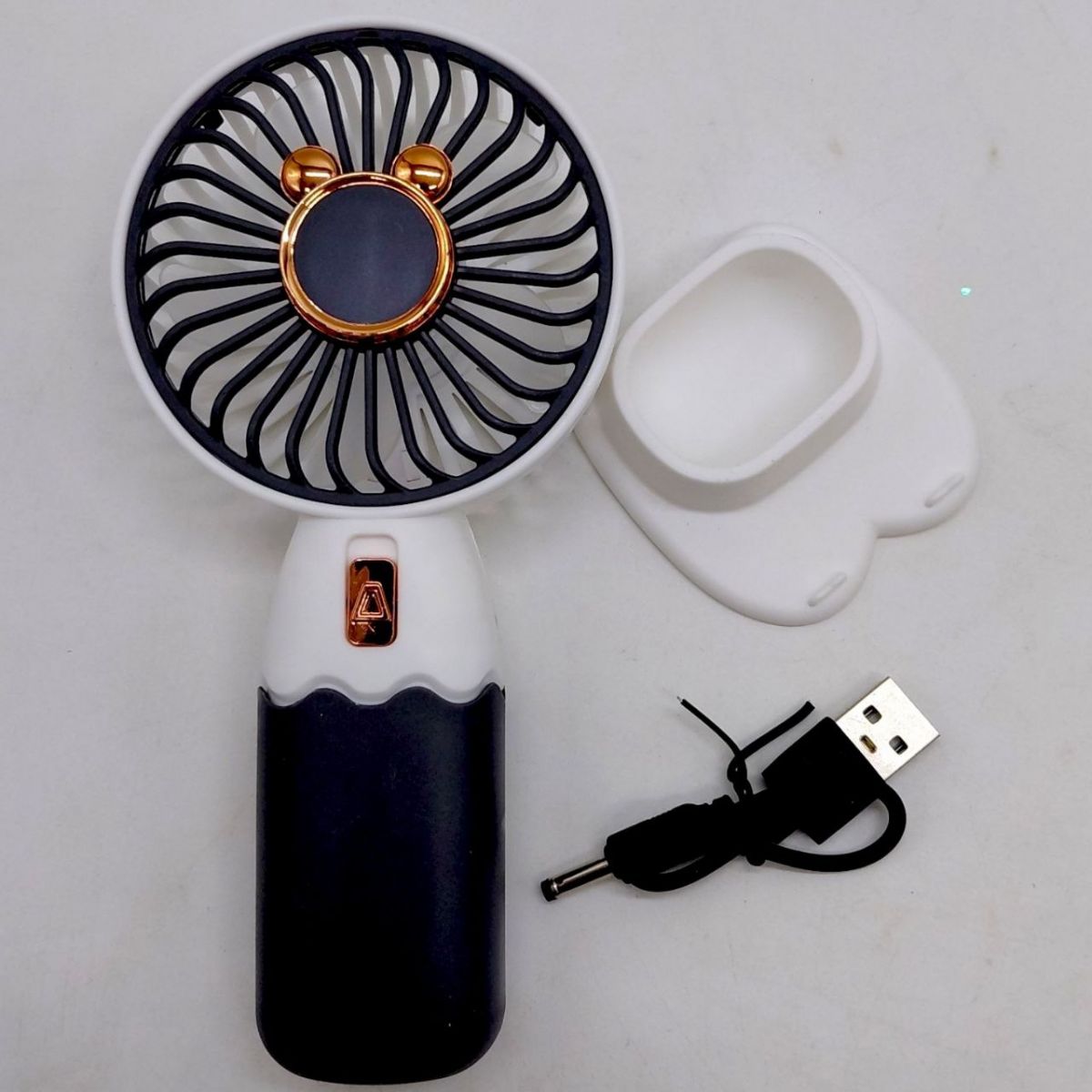 Вентилятор аккумулятор: 3. 7 V, USB, легкий корпус, низкий шум, подставка, (БЕЛЫЙ)  фото 2