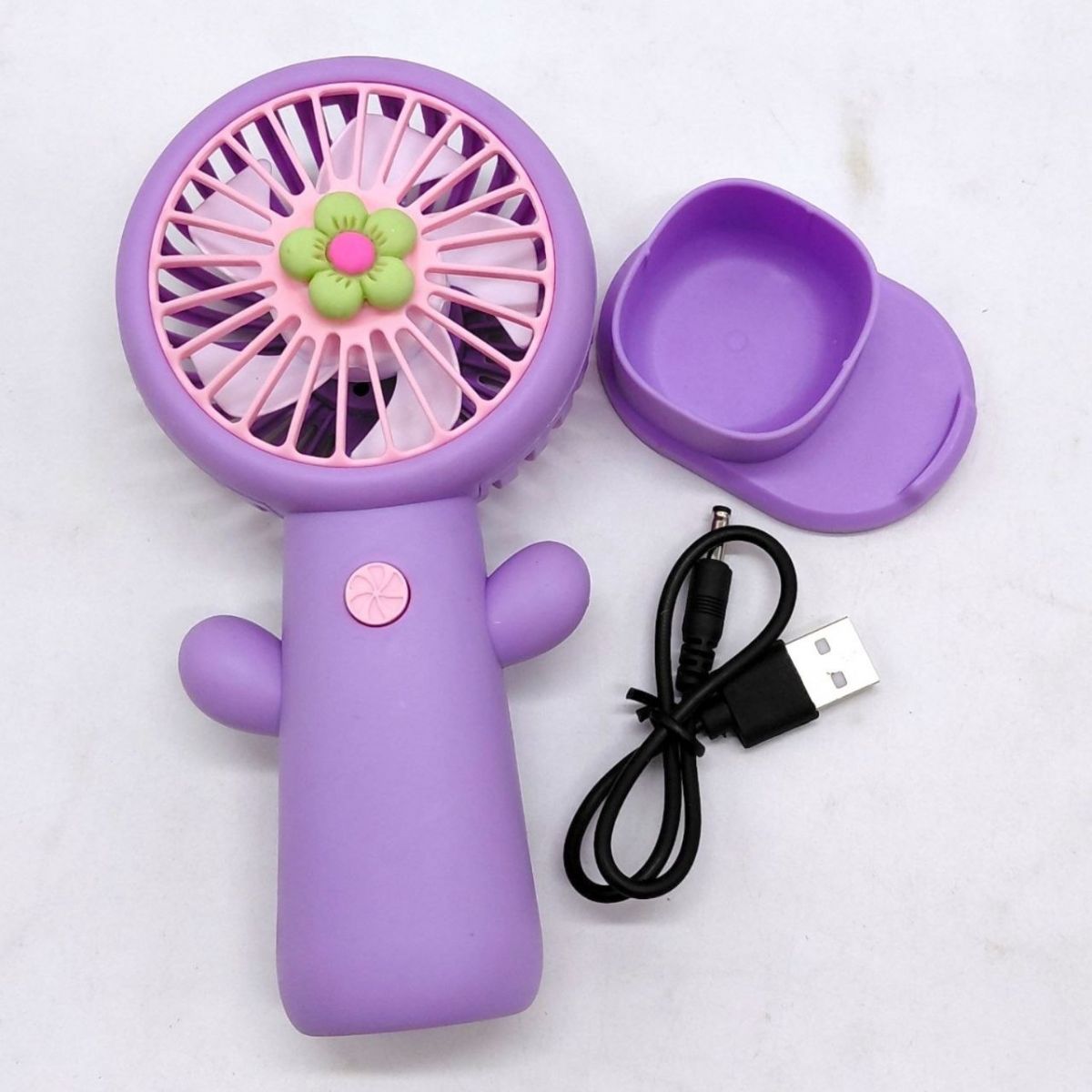 Вентилятор (вбудований акумулятор, USB кабель), ЗЕЛЕНА серединка  фото 2