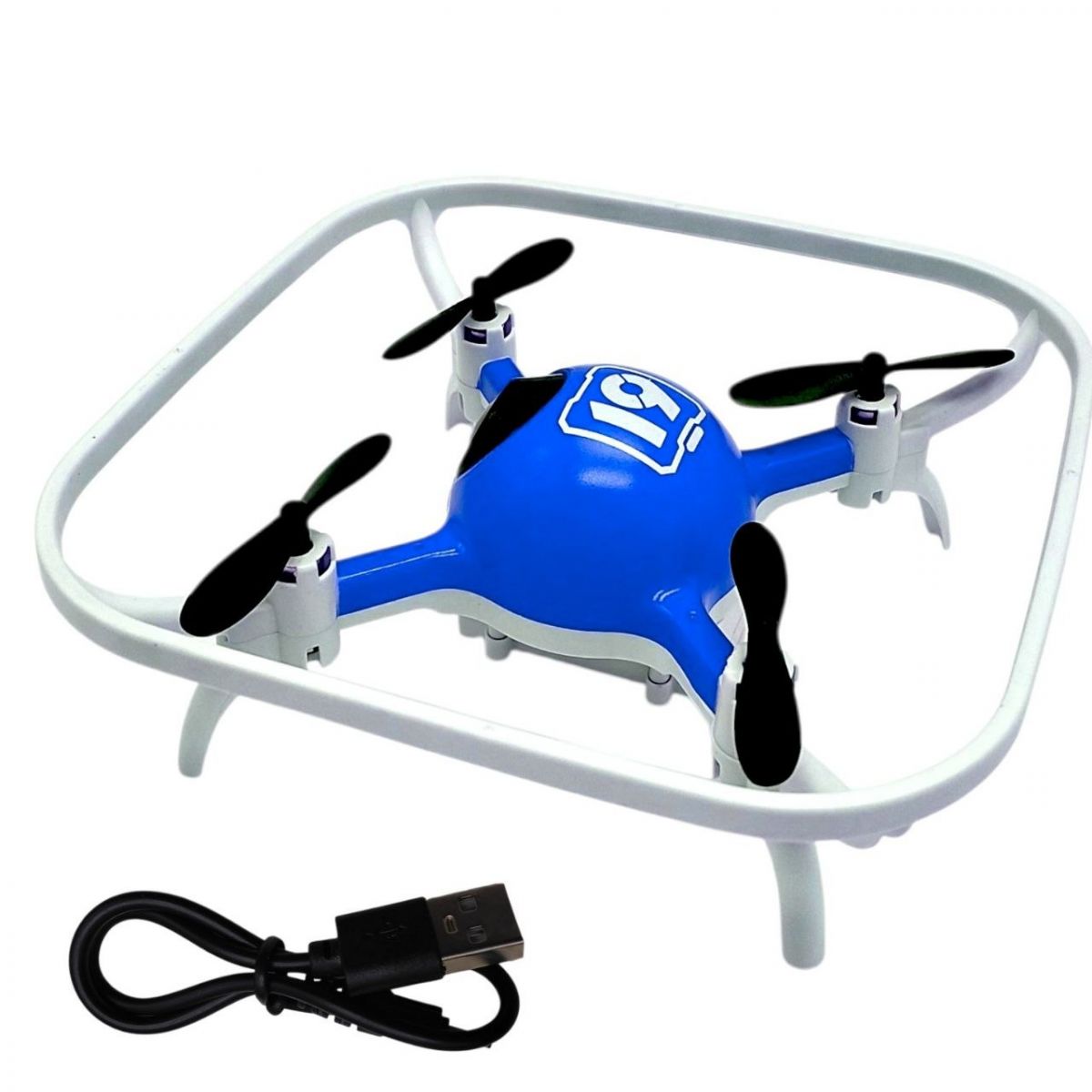 Квадрокоптер, съемный аккумулятор 3. 7V, пульт 2. 4 GHz, USB-кабель, headless mode, цветная подсветка, (СИНИЙ)  фото 2