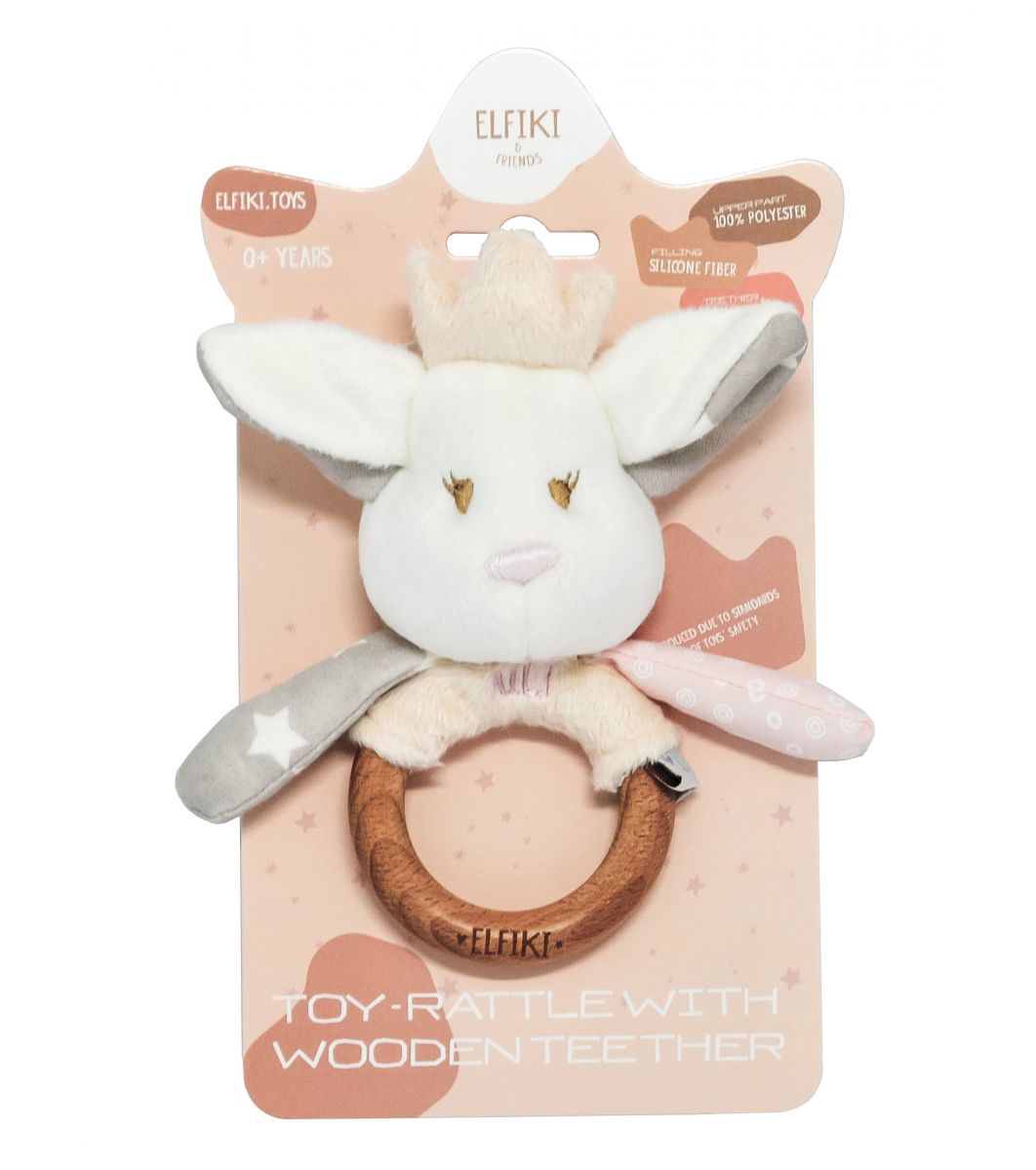 Игрушка - погремушка с деревянным прорезывателем эльфик Айли, ELFIKI  фото 2