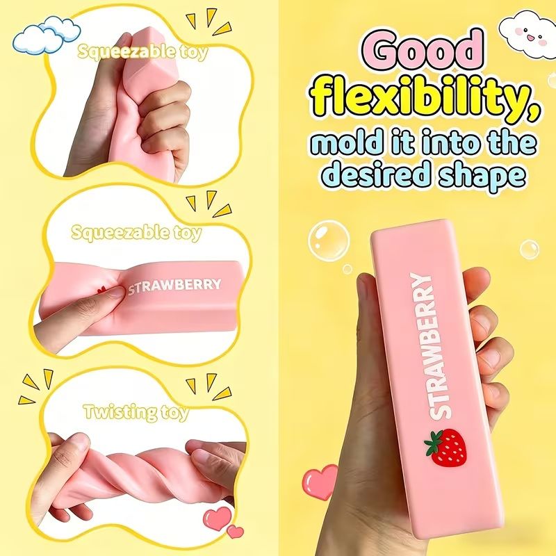 Сквиш-антистресс Масло (butter squishy) розовое 14 см (микс цветов)  фото 2