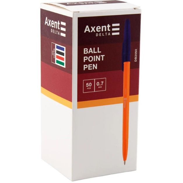 Ручка кулькова Axent Delta 0. 7 мм, синя (50 штук)  фото 2