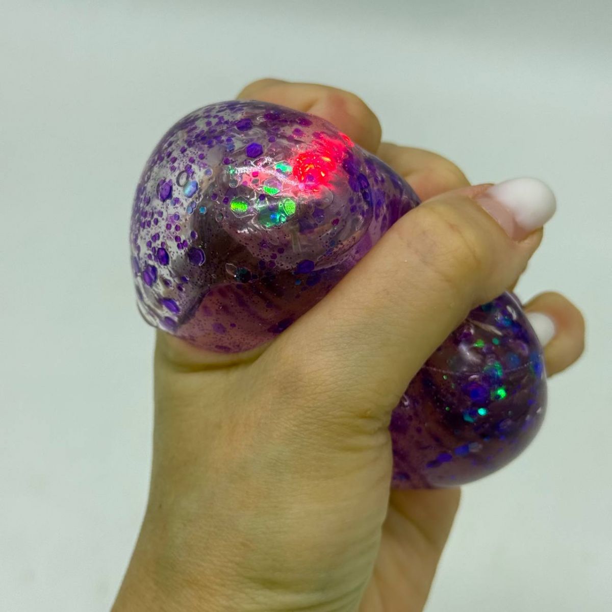 Сквіш антистресс "Куб льоду LED з  блискітками" 5cm (РОЖЕВИЙ)  фото 2