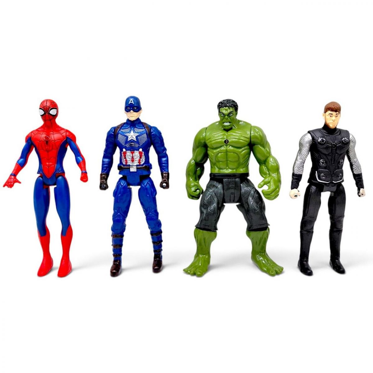 Набір героїв "Месники/Avengers" 4 фігурки, висота: 19. 5 см, рухомі кінцівки, підсвічування, щит, зброя, в коробці  фото 2