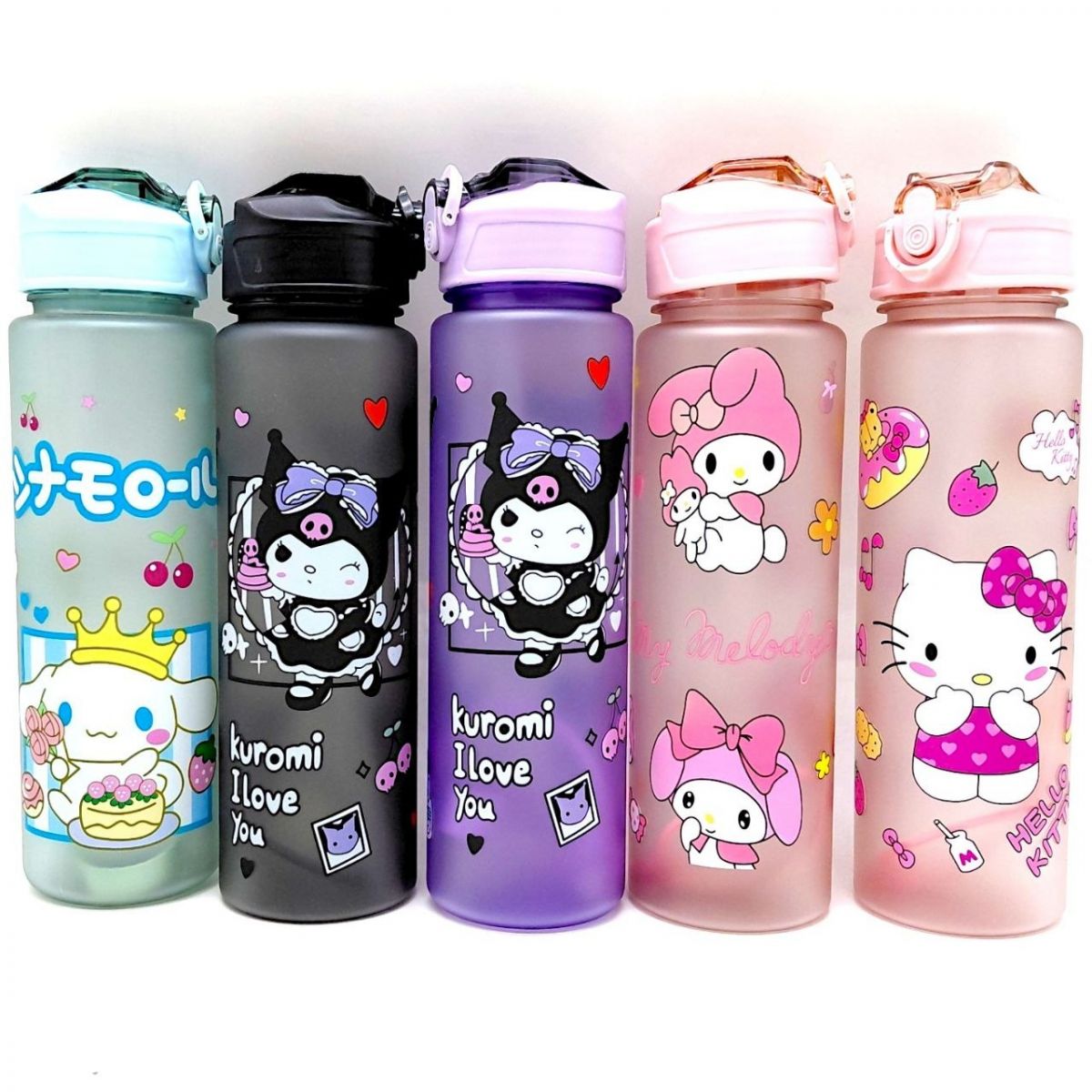 Пляшка для води "Sanrio: Kuromi" місткість: 750 мл, пластикова, трубочка, ремінець, в пакеті (ЧОРНИЙ)  фото 2