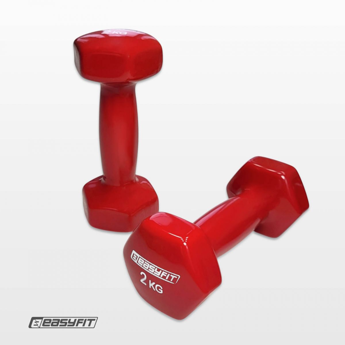 Гантель для фитнеса 2. 0 кг EasyFit с виниловым покрытием красная  фото 2