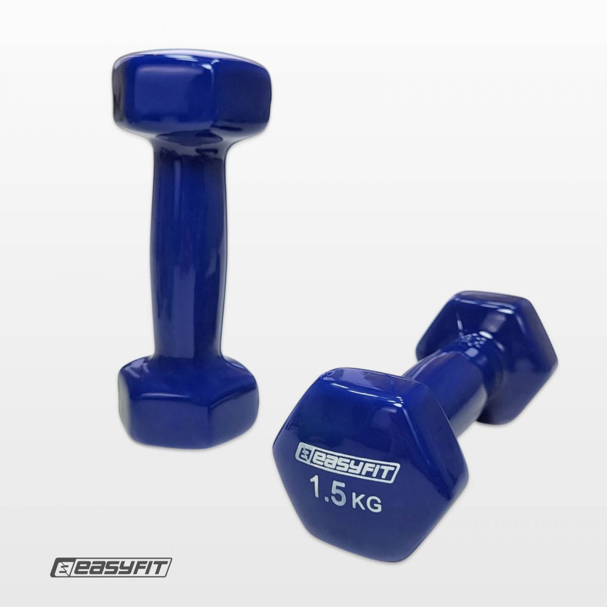Гантель для фитнеса 1. 5 кг EasyFit с виниловым покрытием синяя  фото 2