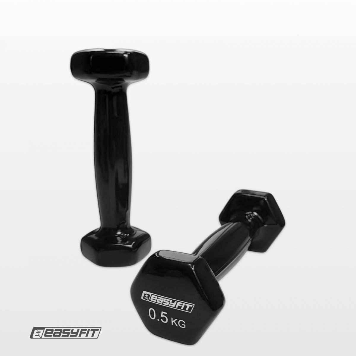 Гантель для фитнеса 0. 5 кг EasyFit с виниловым покрытием черная  фото 2