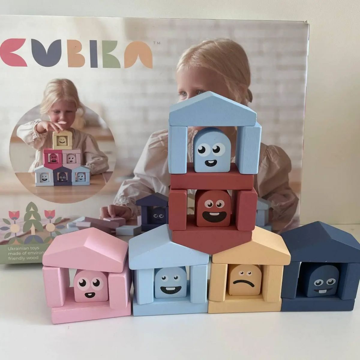 Деревʼяний конструктор "Кольорові будиночки" 2/Wooden construction set "Colorful houses" 2  фото 2