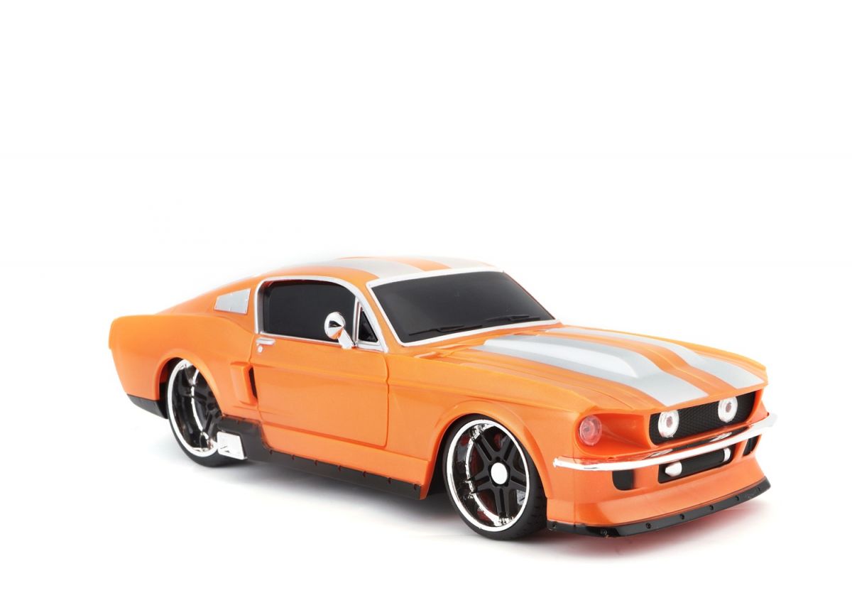 Машинка игрушечная на радиоуправлении 1967 Ford Mustang GT, масштаб 1:24 оранжевый  фото 2